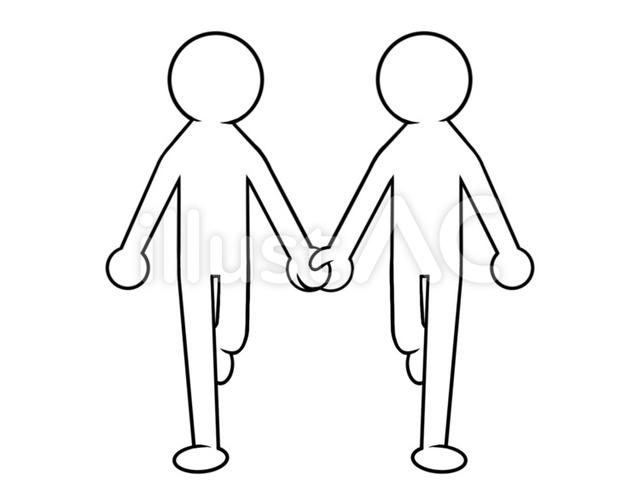 Free Vectors | A simple line drawing of two people walking hand in hand