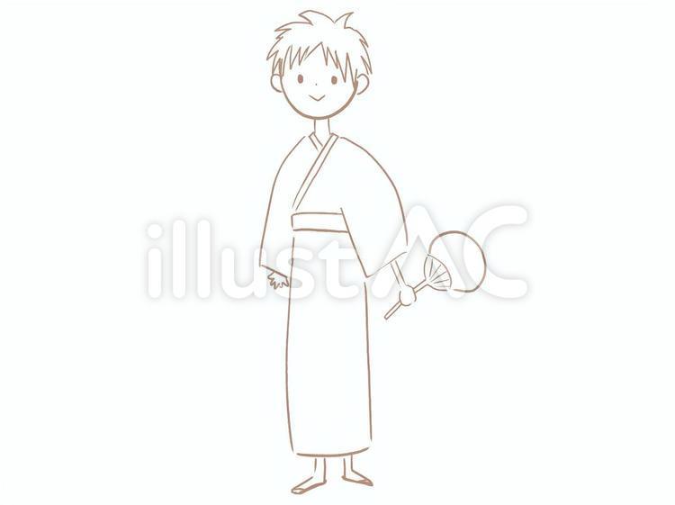 Free Vectors | Yukata male line drawing