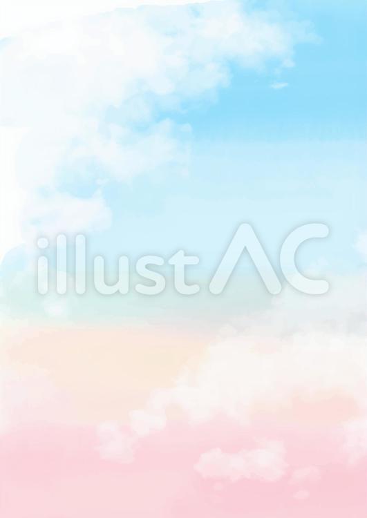 Spring-colored blue sky and clouds Watercolor vertical, sky, spring, blue sky, JPG and AI