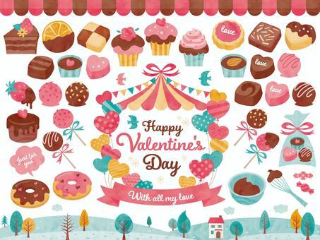 Valentine watercolor style sweets set, valentine, valentine's day, valentine's chocolate, JPG, PNG and AI