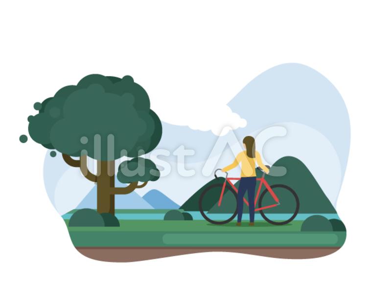 Woman cycling, female, bicycle, vehicle, JPG, PNG and AI