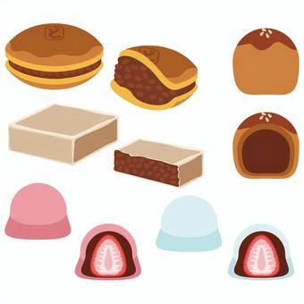 Japanese confectionery assembly section, japanese confectionery, wakashi, with, JPG, PNG and AI
