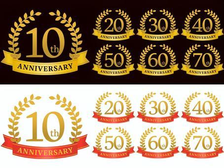 Anniversary 2-color set, anniversary, commemoration, mark, JPG, PNG and AI