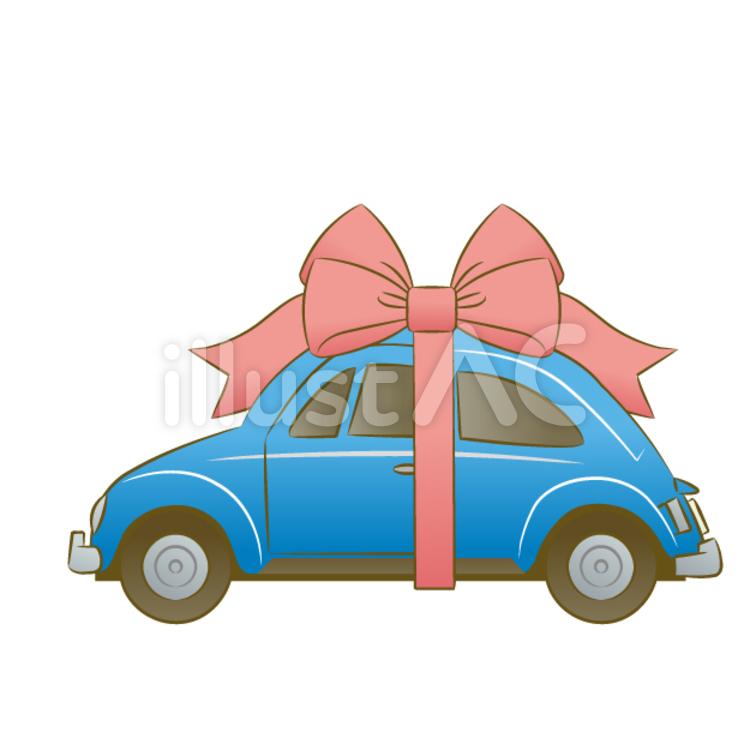 Illustration, car, present, ribbon, JPEG, PNG and AI