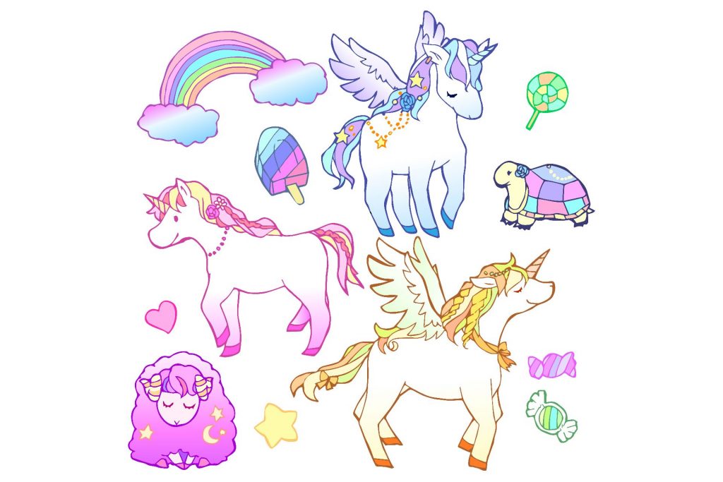 Rainbow unicorn clipart illustAC 1