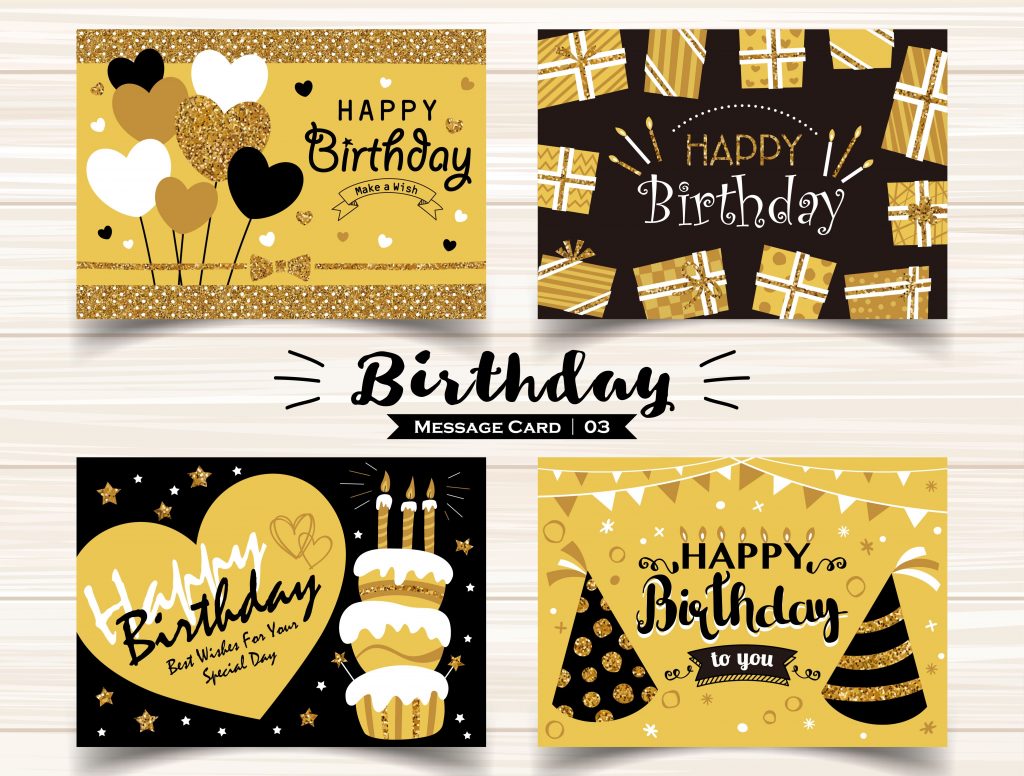 Various birthday greeting cards from illustAC - typo matters