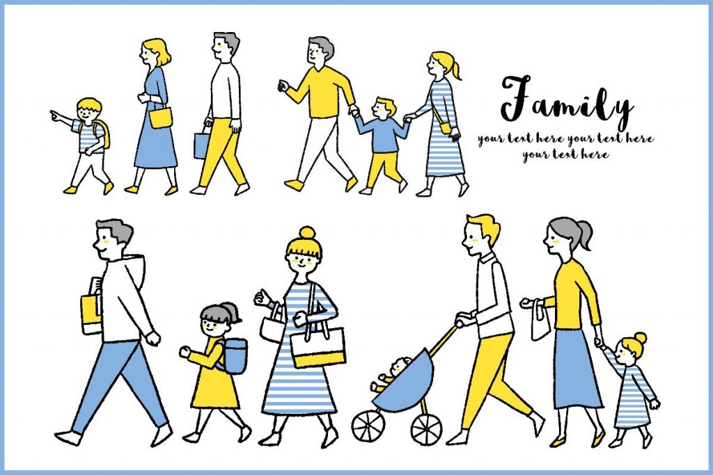 Illustration trend example: Family line drawing on illustAC