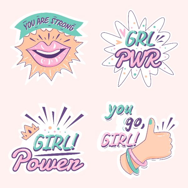 Girl power stickers on illustAC