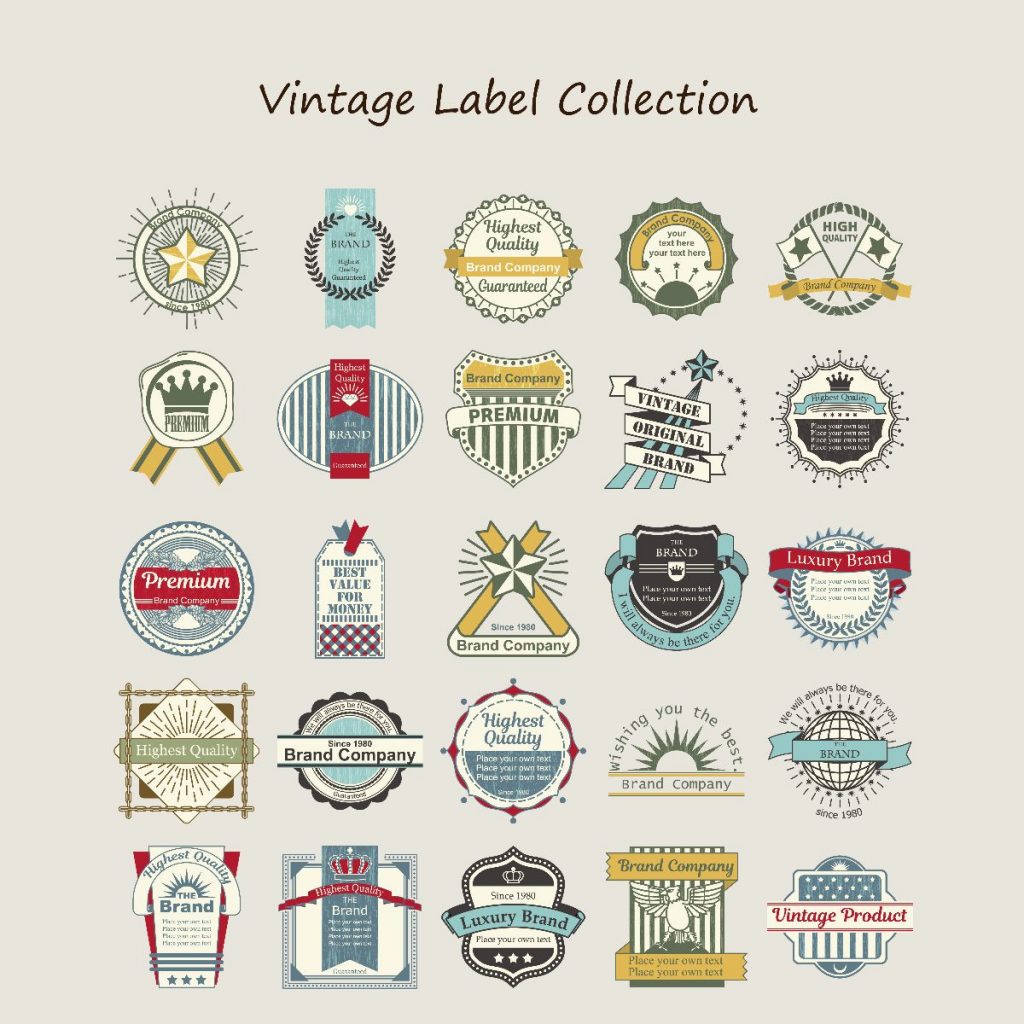 Printable retro stickers for business from illustAC
