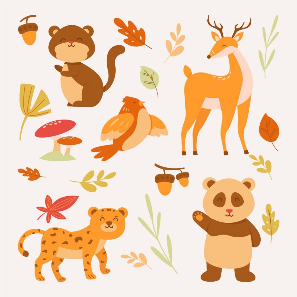Download 10 Sets of Cute Fall Animals Clipart for Free! No Attribution Required