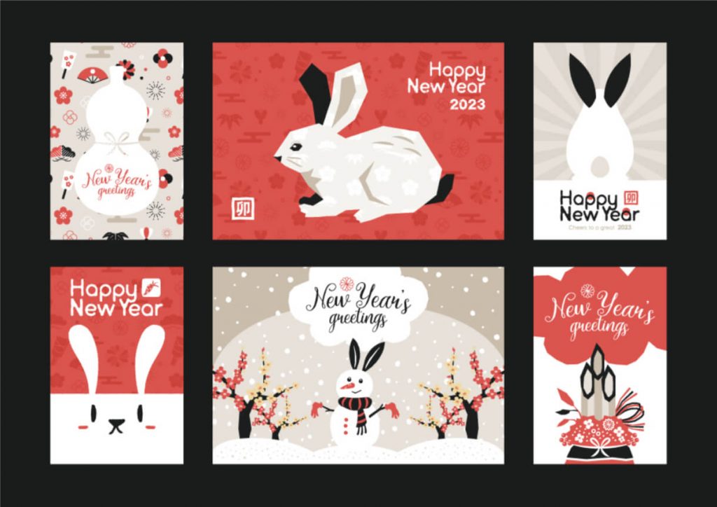 10 Ideas to Create New Year Cards with Cute Rabbit Illustrations