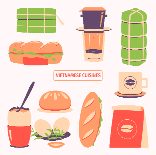 Vietnamese cuisine illustrations illustAC