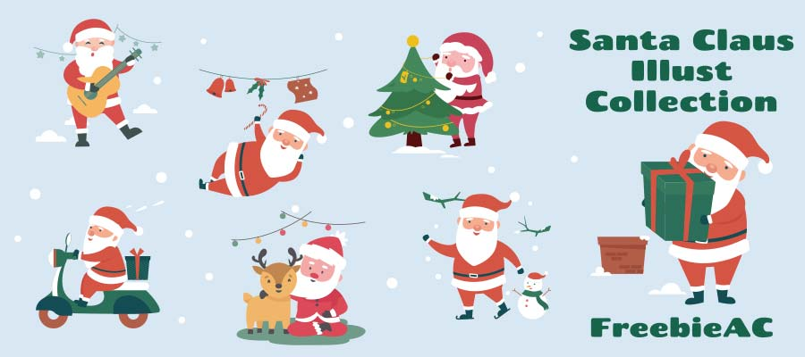 funny Santa illustration collection Christmas freebies illustAC