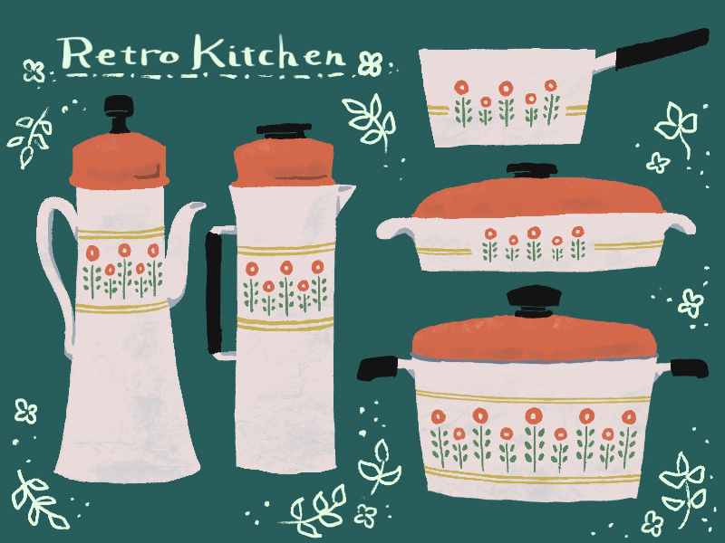 retro kitchen illustrations illustAC
