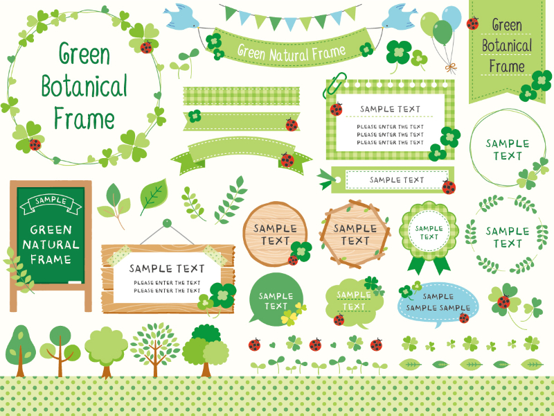 spring green botanical frames illustAC